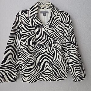 Josephine Chaus‎ Double Breast Blazer Women's 14 Zebra Safari Office Work Jacket
